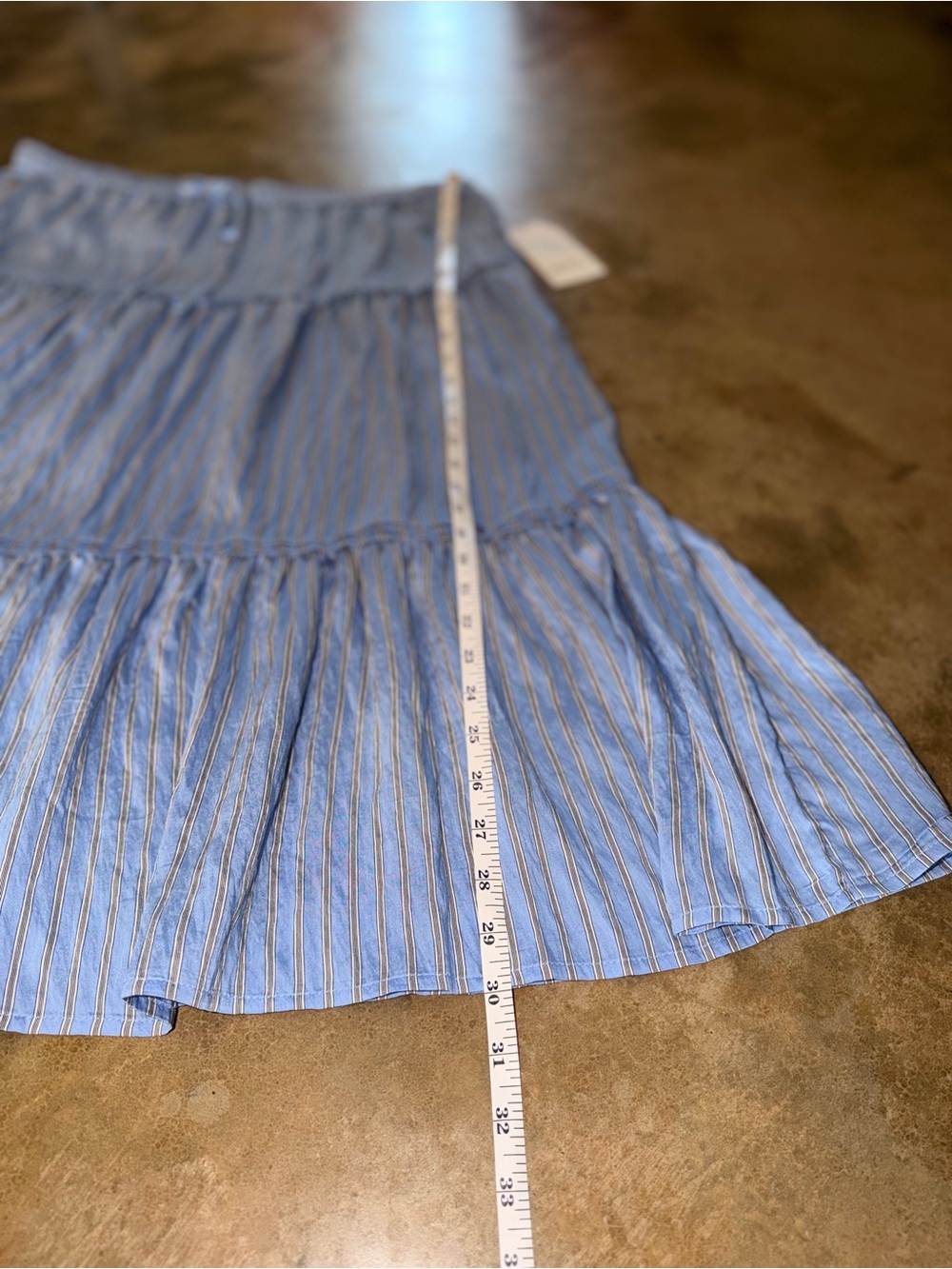 NWT Time and Tru Blue Stripe Tiered Midi Skirt XL 16-18 Boho - Picture 8 of 10
